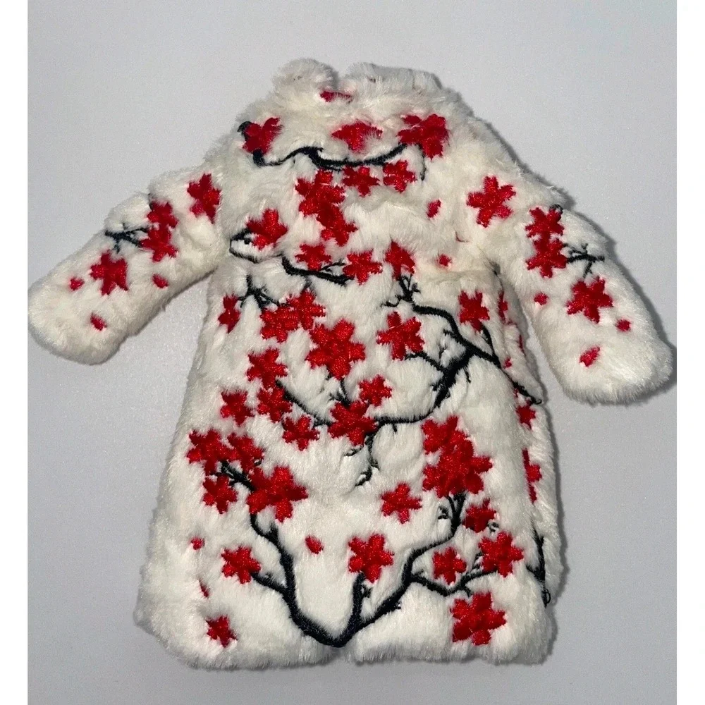 Rainbow Shadow High Rosie Redwood Doll Outfit Cherry Blossom Faux Fur Long Coat - Picture 8 of 9
